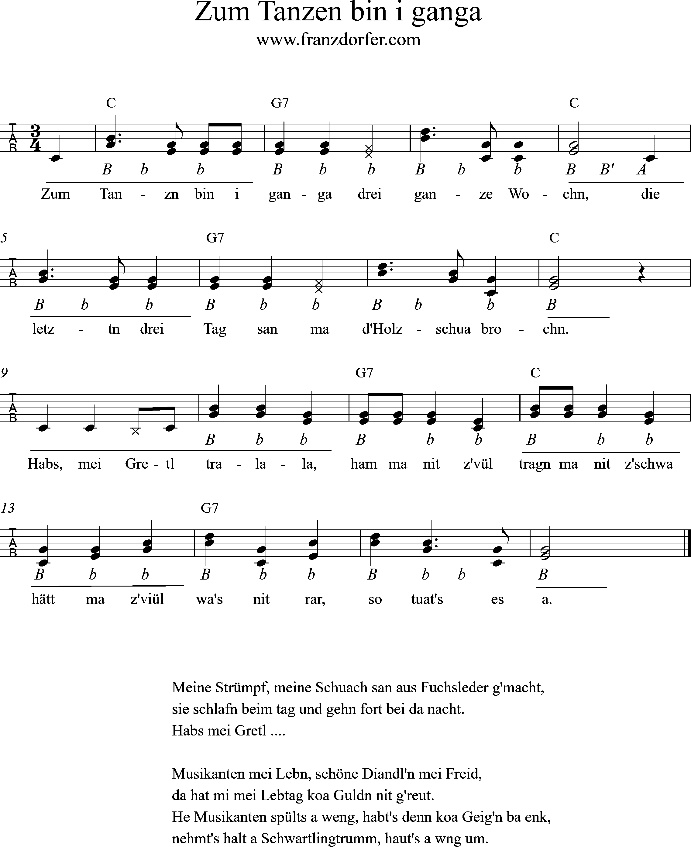  Noten für Steirische, Griffschrift-Zum Tanzen bin i ganga-Version2